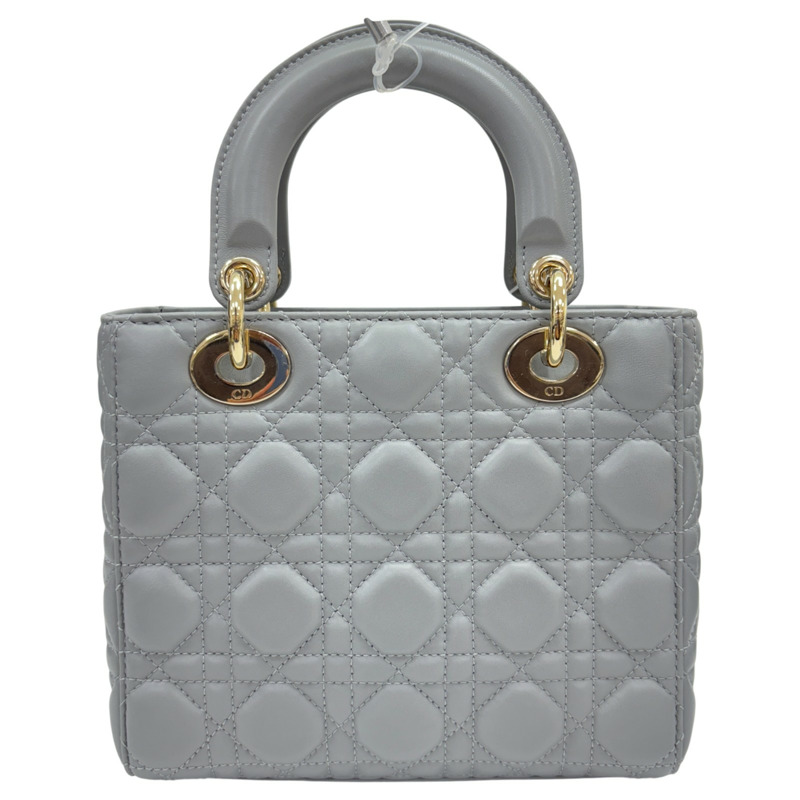 灰色 Cannage 籐格紋 羊皮 Lady Dior 兩用包【Dior 迪奧】 M05320CAL-2