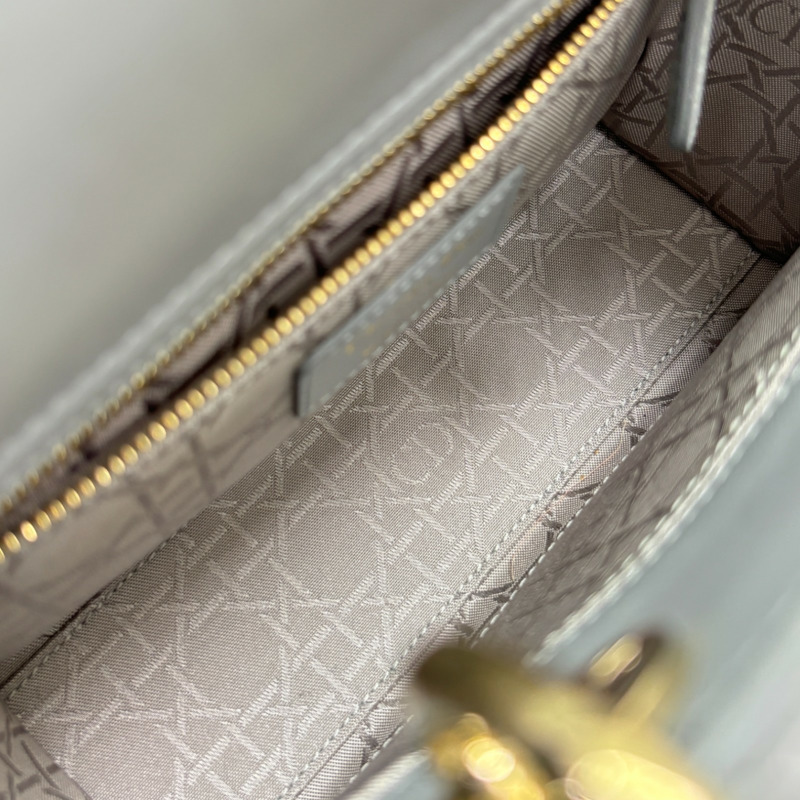 灰色 Cannage 籐格紋 羊皮 Lady Dior 兩用包【Dior 迪奧】 M05320CAL-4
