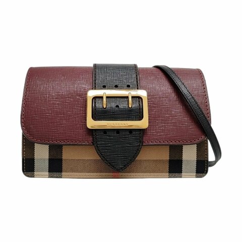 BURBERRY Buckle拼色帆布印花斜挎包單肩包金色五金可拆卸肩帶