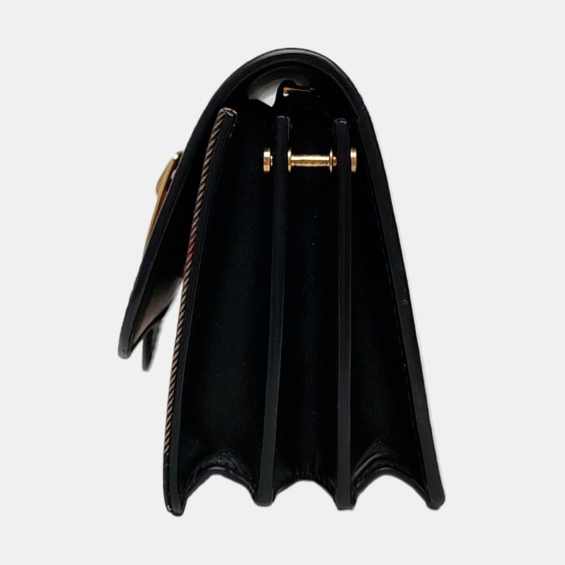 BURBERRY Buckle拼色帆布印花斜挎包單肩包金色五金可拆卸肩帶-2