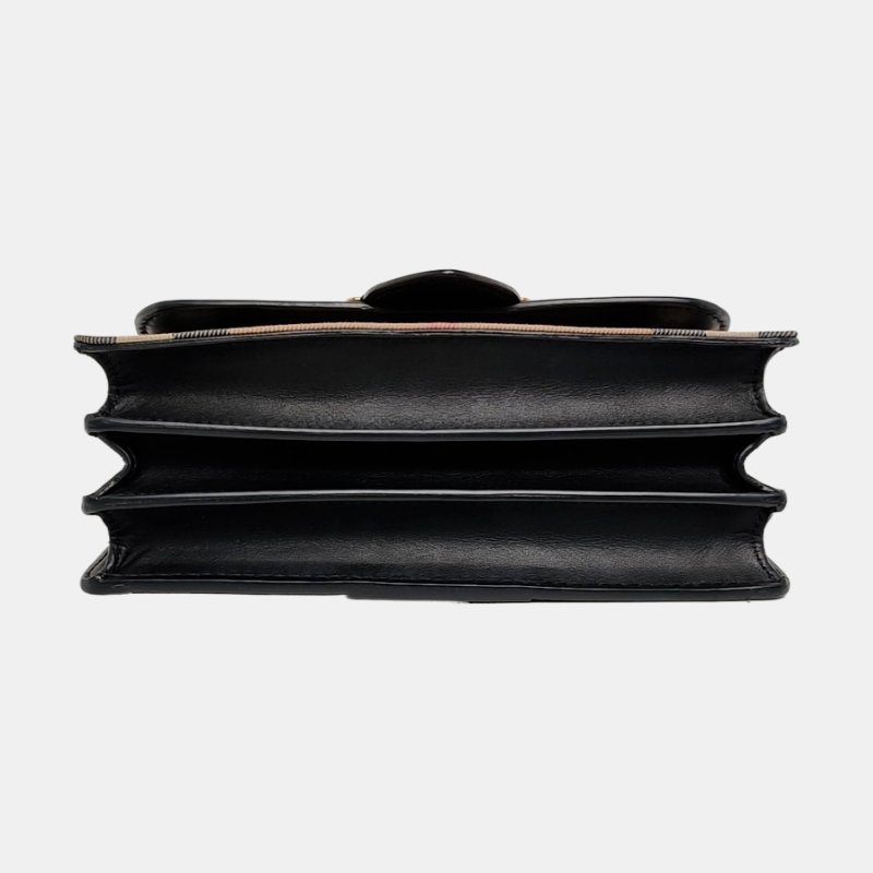 BURBERRY Buckle拼色帆布印花斜挎包單肩包金色五金可拆卸肩帶-5