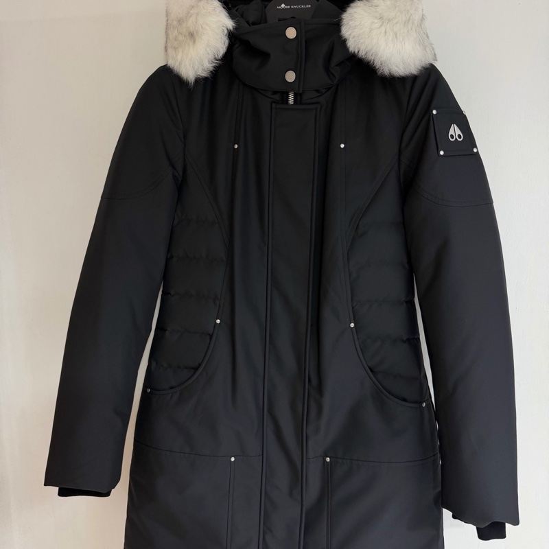 促銷品 Moose Knuckles -Cloud 女款 連帽羽絨服 黑色/米白色 S M-0