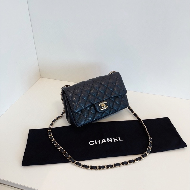 ✨Chanel 黑金荔枝皮 CF大mini 有保卡 送調節扣可調整鏈條🖤-4