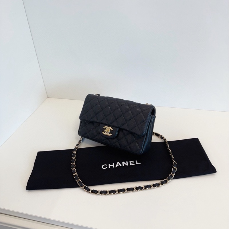 ✨Chanel 黑金荔枝皮 CF大mini 有保卡 送調節扣可調整鏈條🖤-5