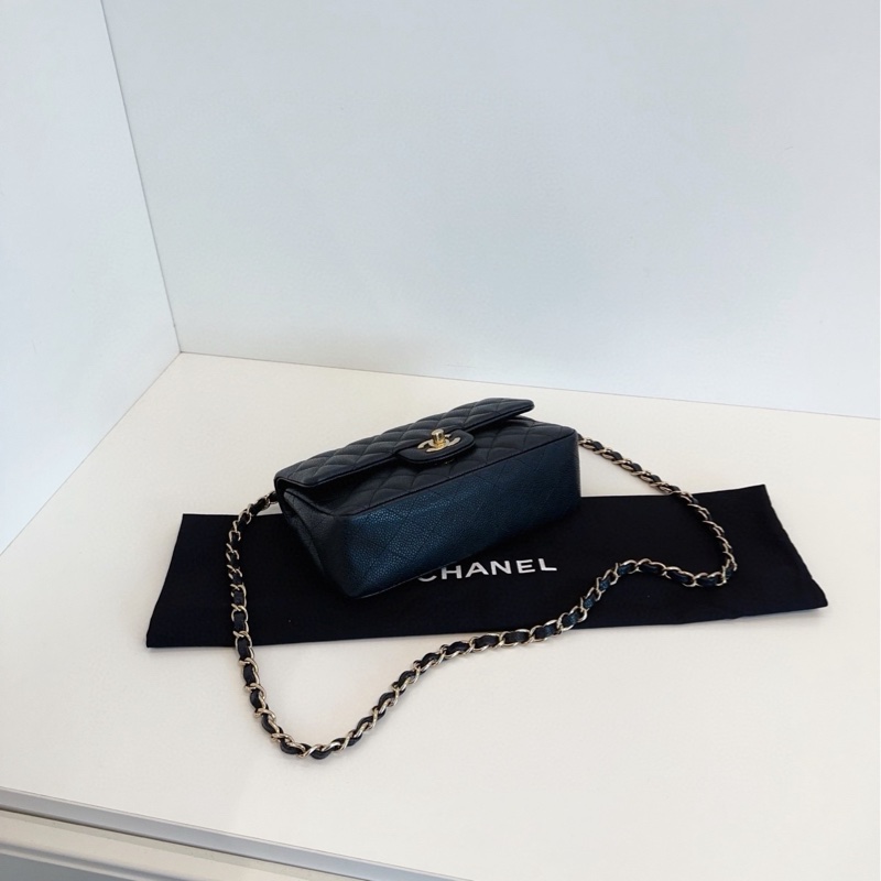 ✨Chanel 黑金荔枝皮 CF大mini 有保卡 送調節扣可調整鏈條🖤-6