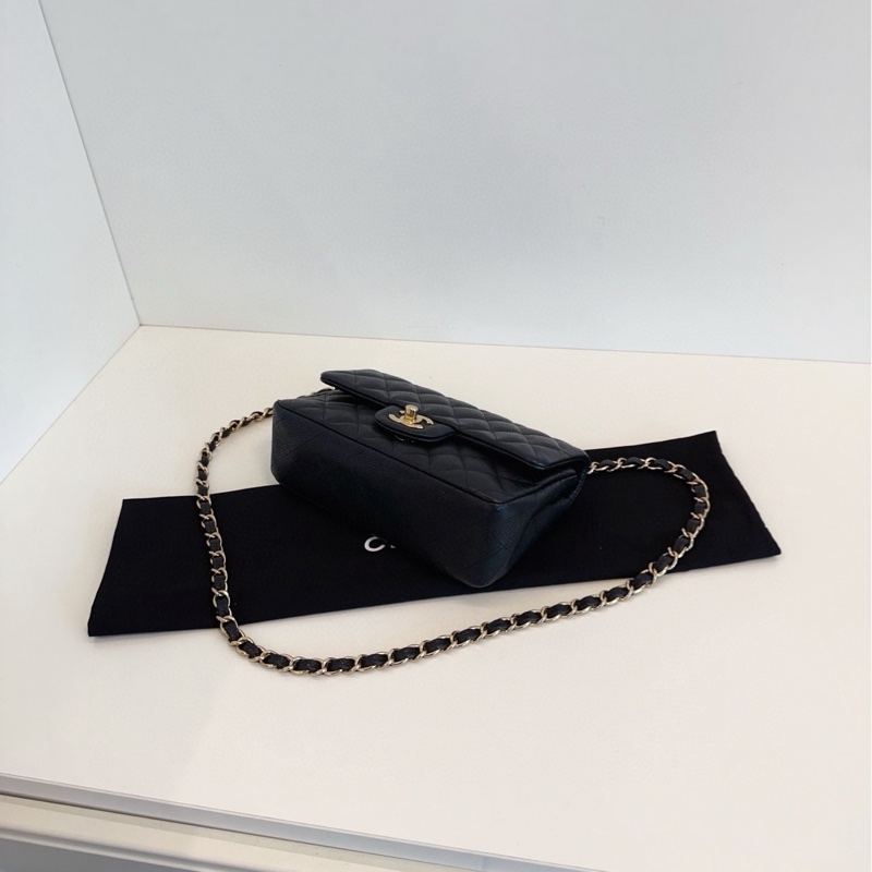 ✨Chanel 黑金荔枝皮 CF大mini 有保卡 送調節扣可調整鏈條🖤-7