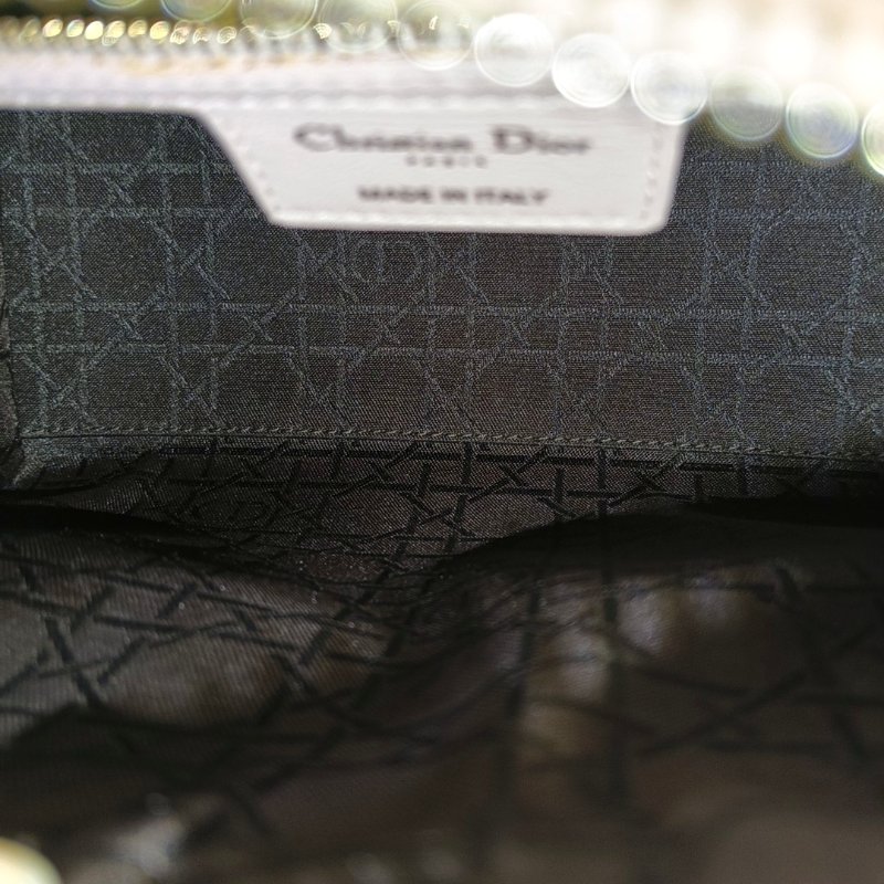 DIOR Lady Dior 中號淺粉色羊皮藤格紋戴妃五格單肩包斜挎包手提包銀色五金可拆卸肩帶-6