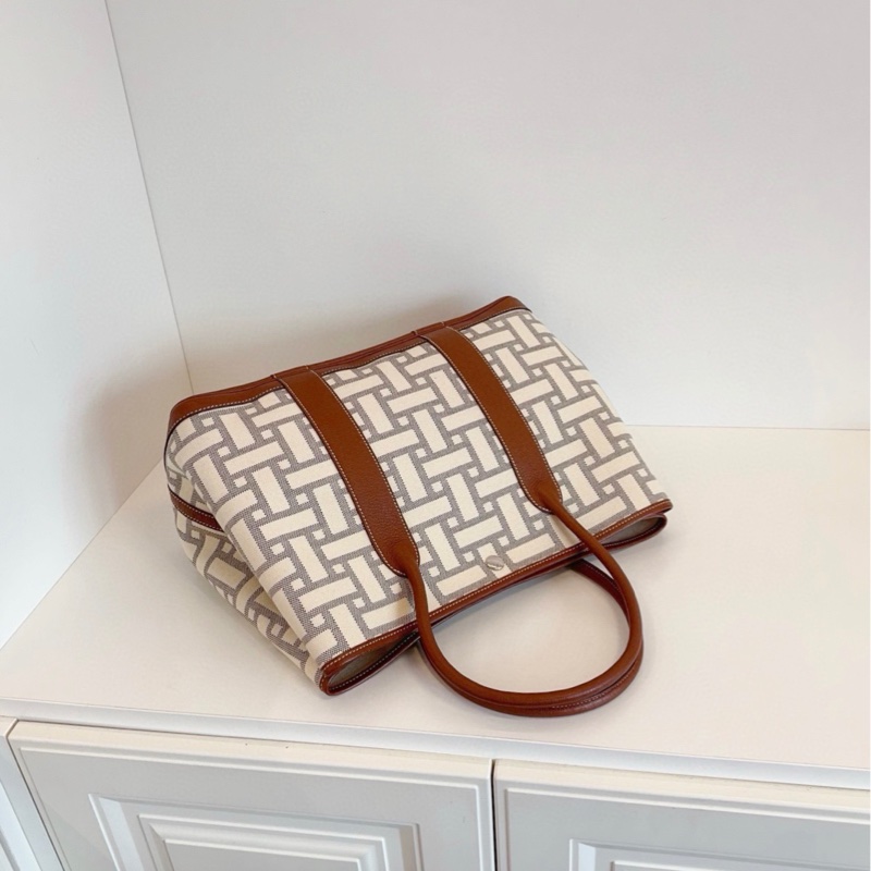 ✨Hermes 限量版馬賽克🧩 GARDEN PARTY 36 奶白棕色❣️-5