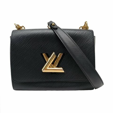 LOUIS VUITTON TWIST中號黑色EPI牛皮水波紋斜挎包單肩包金色五金