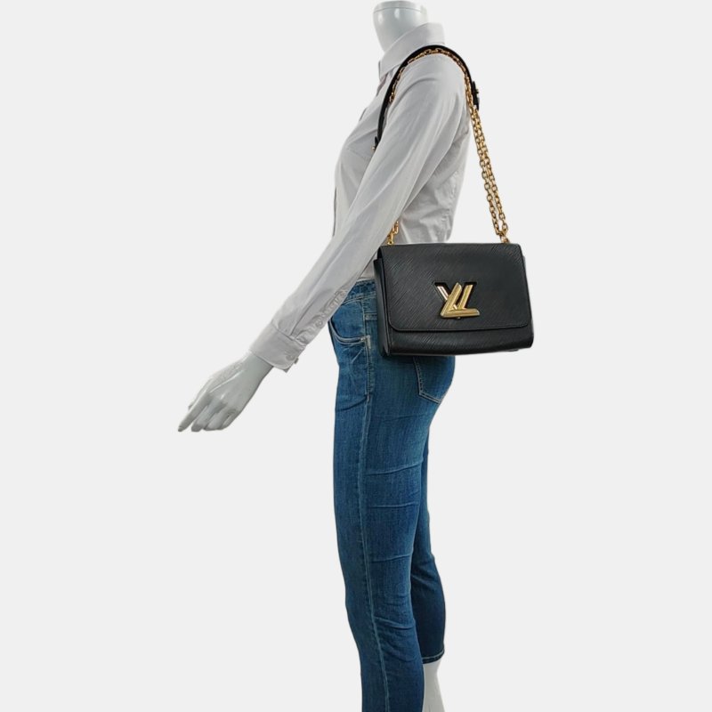 LOUIS VUITTON TWIST中號黑色EPI牛皮水波紋斜挎包單肩包金色五金-1
