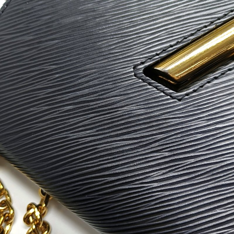 LOUIS VUITTON TWIST中號黑色EPI牛皮水波紋斜挎包單肩包金色五金-9