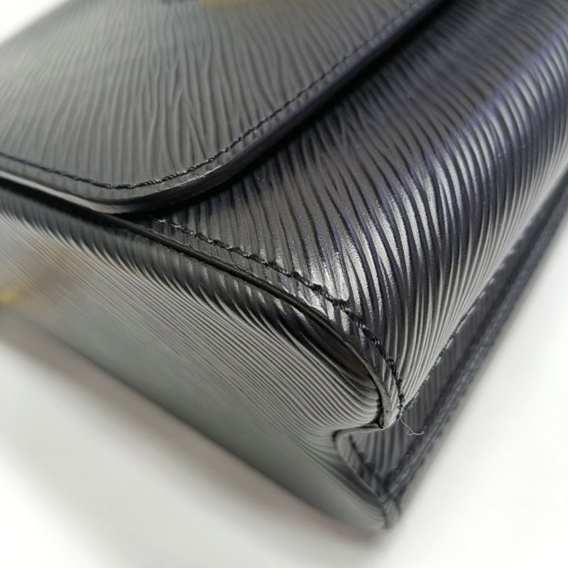LOUIS VUITTON TWIST中號黑色EPI牛皮水波紋斜挎包單肩包金色五金-12