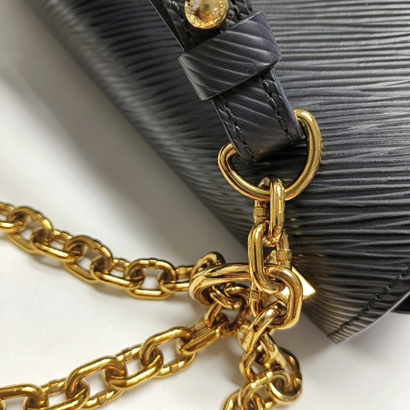 LOUIS VUITTON TWIST中號黑色EPI牛皮水波紋斜挎包單肩包金色五金-14