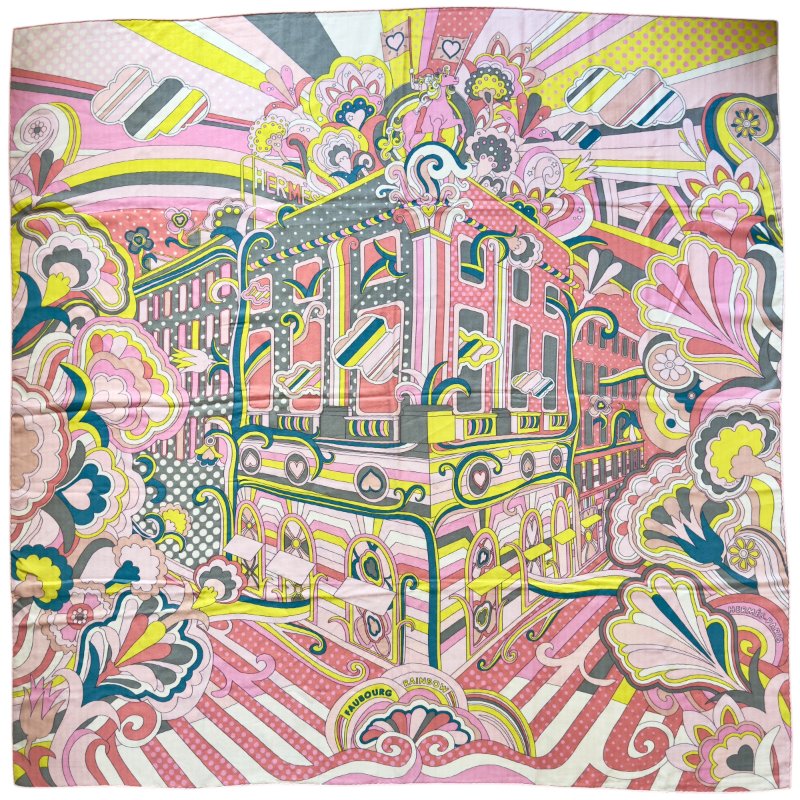 HERMES Faubourg Rainbow shawl 140 福寶大道的彩虹 羊絨 圍巾-0