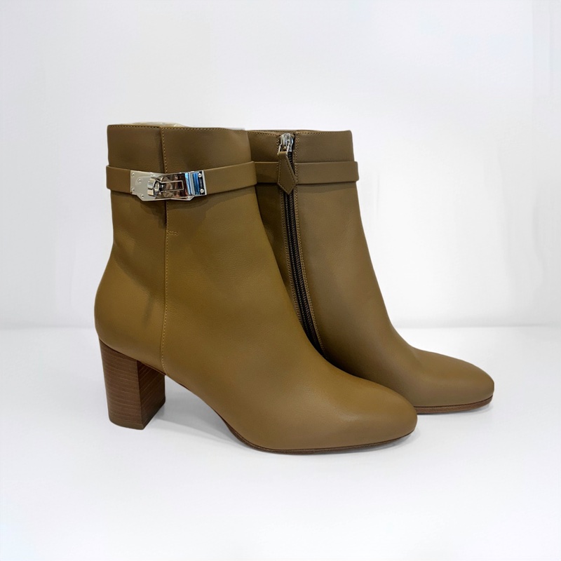 Hermès Kelly扣焦糖色短靴 EU37.5-0