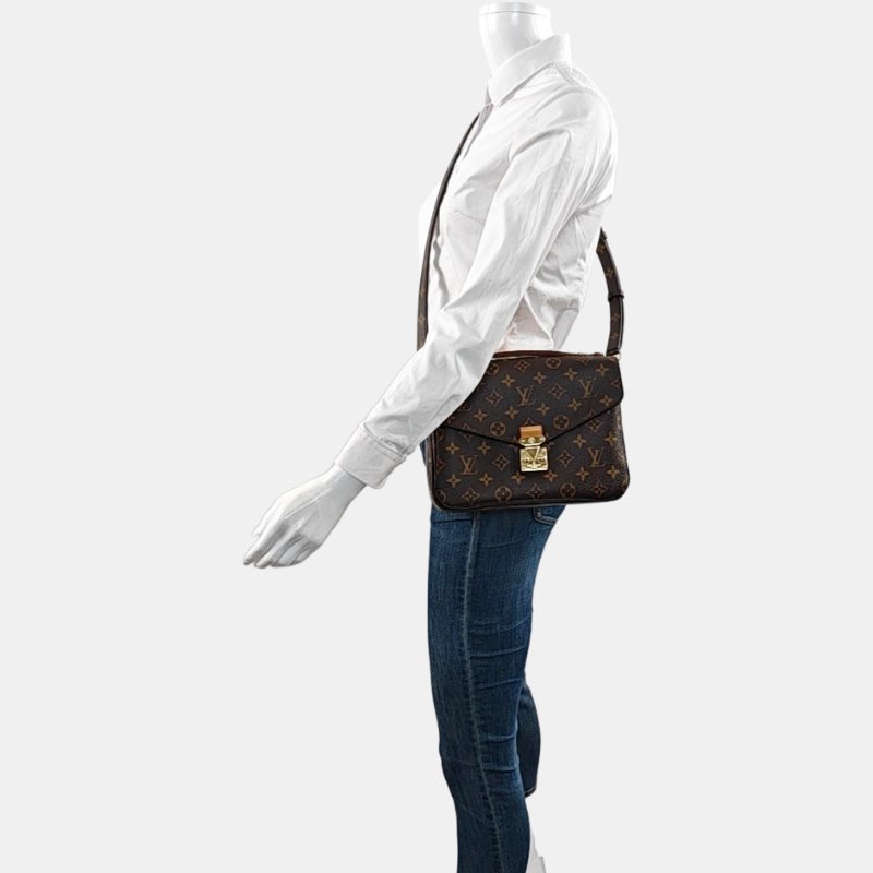 LOUIS VUITTON METIS中號棕色塗層帆布老花郵差包單肩包手提包斜挎包金色五金可拆卸肩帶-1