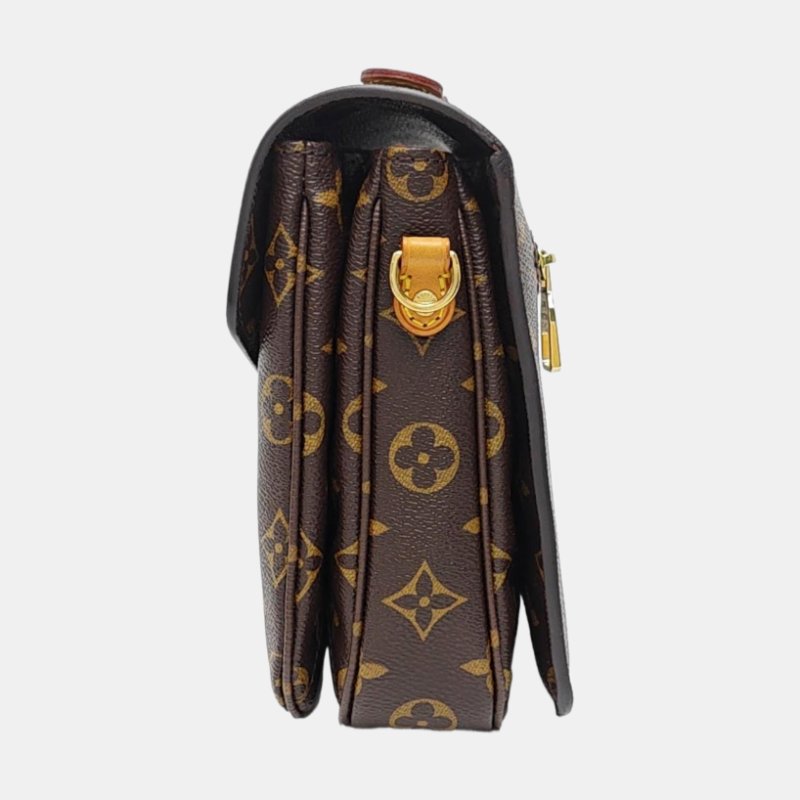 LOUIS VUITTON METIS中號棕色塗層帆布老花郵差包單肩包手提包斜挎包金色五金可拆卸肩帶-2