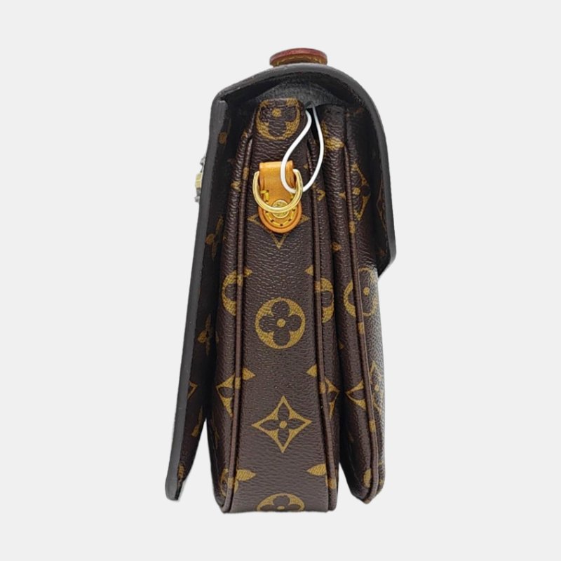 LOUIS VUITTON METIS中號棕色塗層帆布老花郵差包單肩包手提包斜挎包金色五金可拆卸肩帶-3