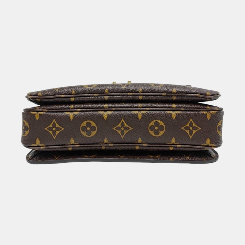 LOUIS VUITTON METIS中號棕色塗層帆布老花郵差包單肩包手提包斜挎包金色五金可拆卸肩帶-5