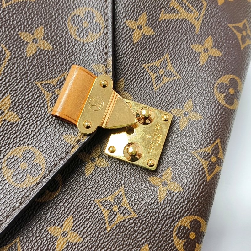 LOUIS VUITTON METIS中號棕色塗層帆布老花郵差包單肩包手提包斜挎包金色五金可拆卸肩帶-8
