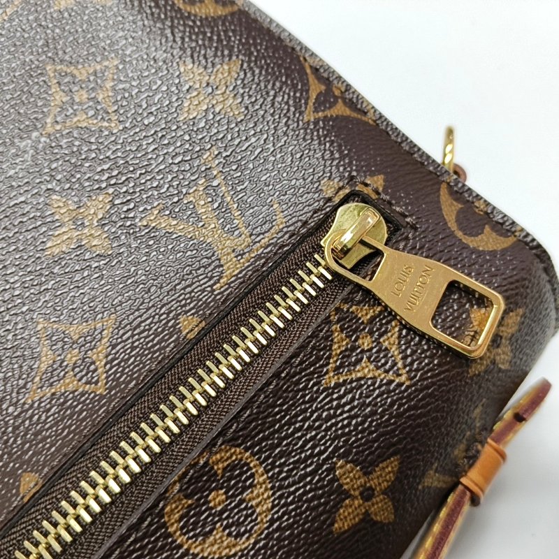 LOUIS VUITTON METIS中號棕色塗層帆布老花郵差包單肩包手提包斜挎包金色五金可拆卸肩帶-11