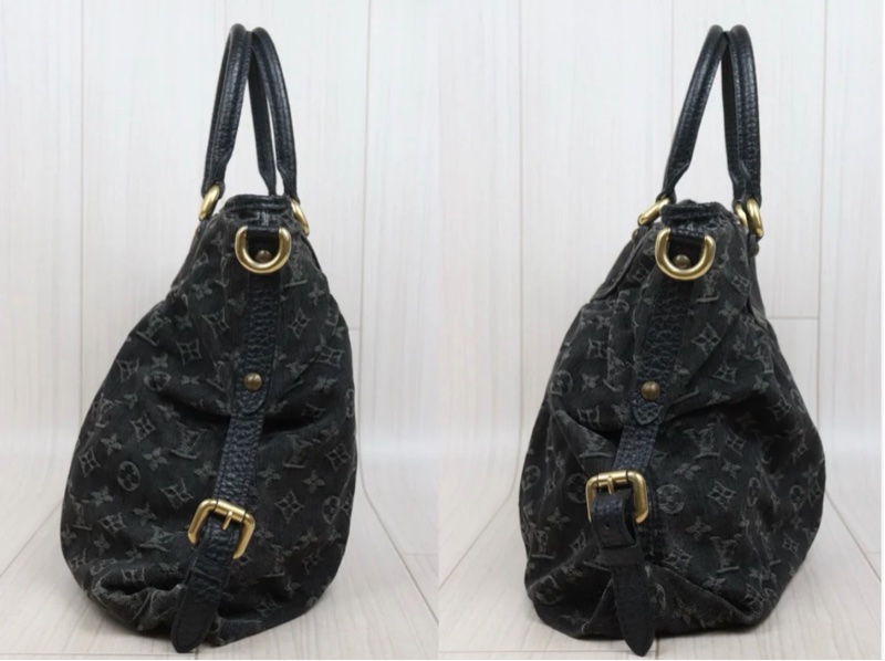 「JL精品代購」9新 LV 黑老花丹寧托特包-5