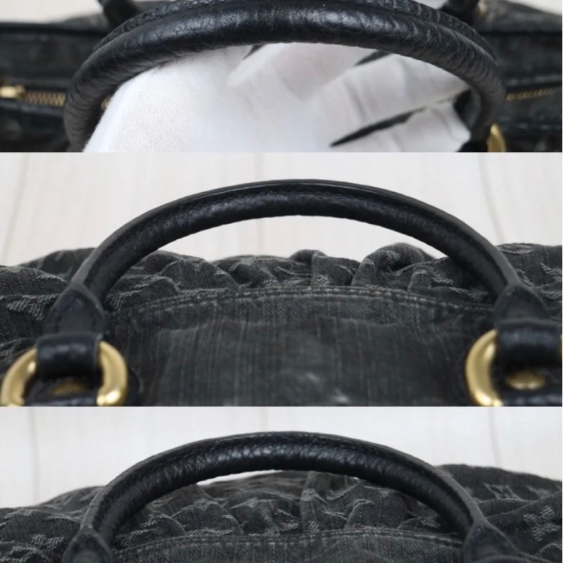 「JL精品代購」9新 LV 黑老花丹寧托特包-7