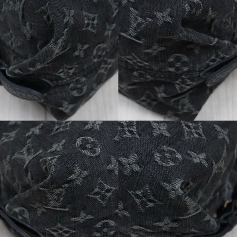 「JL精品代購」9新 LV 黑老花丹寧托特包-9