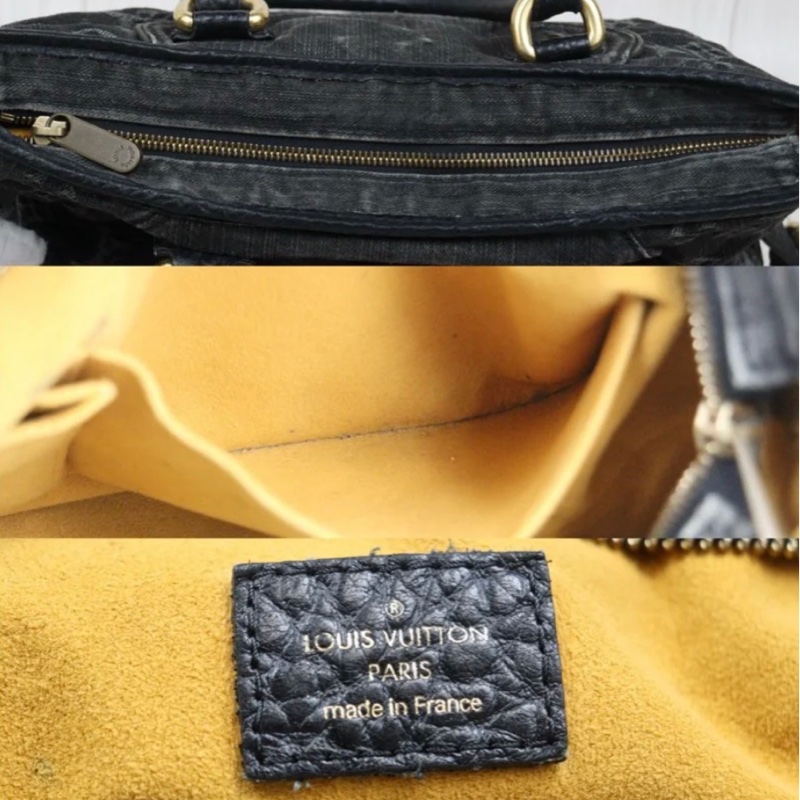 「JL精品代購」9新 LV 黑老花丹寧托特包-12