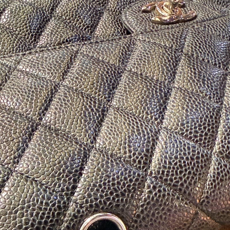 超少見黑色內裡🖤9新以上✨37萬閒置美品coco25🖤Chanel香奈兒CF25經典11.12口蓋包 黑銀荔枝牛皮-8