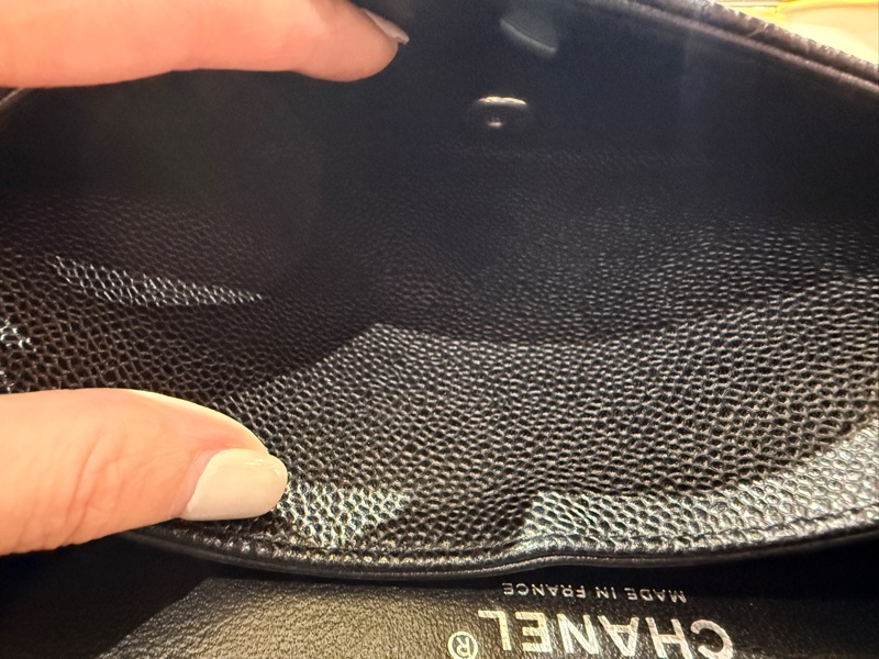 超少見黑色內裡🖤9新以上✨37萬閒置美品coco25🖤Chanel香奈兒CF25經典11.12口蓋包 黑銀荔枝牛皮-10