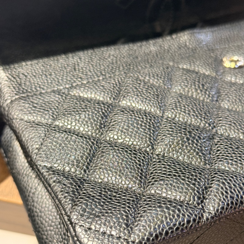 超少見黑色內裡🖤9新以上✨37萬閒置美品coco25🖤Chanel香奈兒CF25經典11.12口蓋包 黑銀荔枝牛皮-15