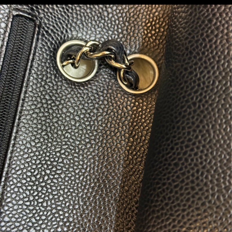 超少見黑色內裡🖤9新以上✨37萬閒置美品coco25🖤Chanel香奈兒CF25經典11.12口蓋包 黑銀荔枝牛皮-39