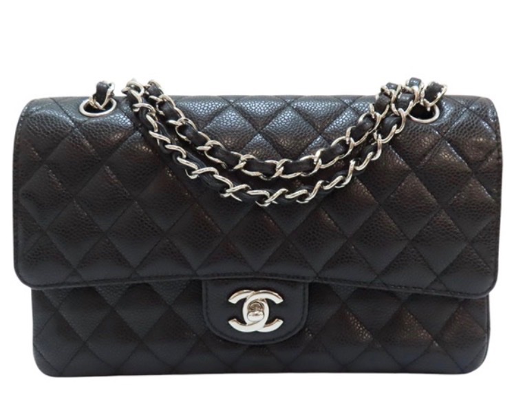 狀態很不錯的37萬閒置美品coco25🖤Chanel香奈兒CF25經典11.12口蓋包 黑銀荔枝牛皮-46