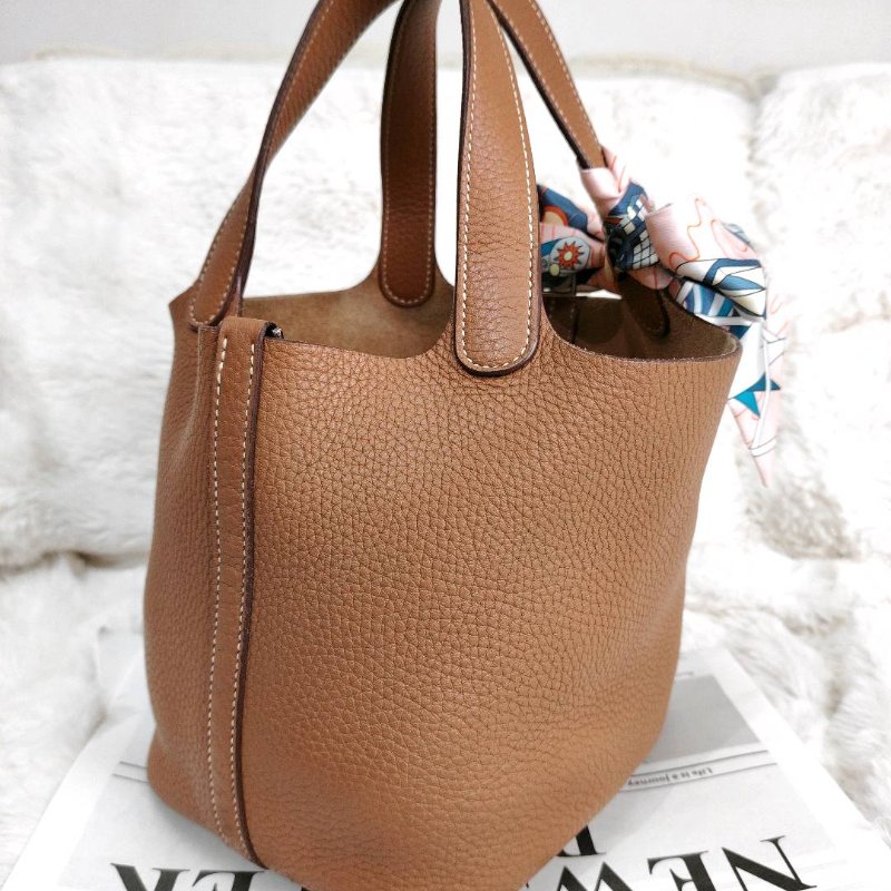 Hermès Picotin18 金棕色銀扣 tc皮 T刻-5