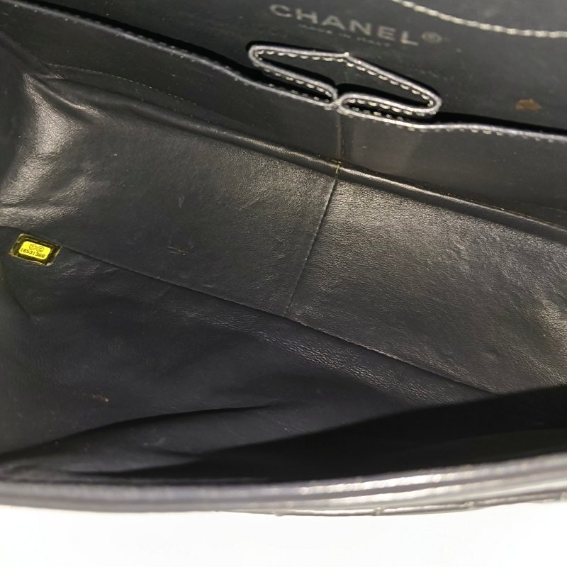 CHANEL 2.55  Maxi 超大號灰色牛皮菱格紋絎縫單肩包釕色五金16開-6