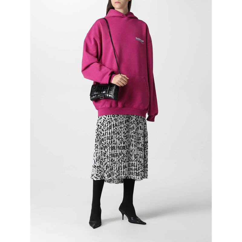 BALENCIAGA 鱷魚紋黑色鏈條沙漏錢包 656050 1LR67 1000-7