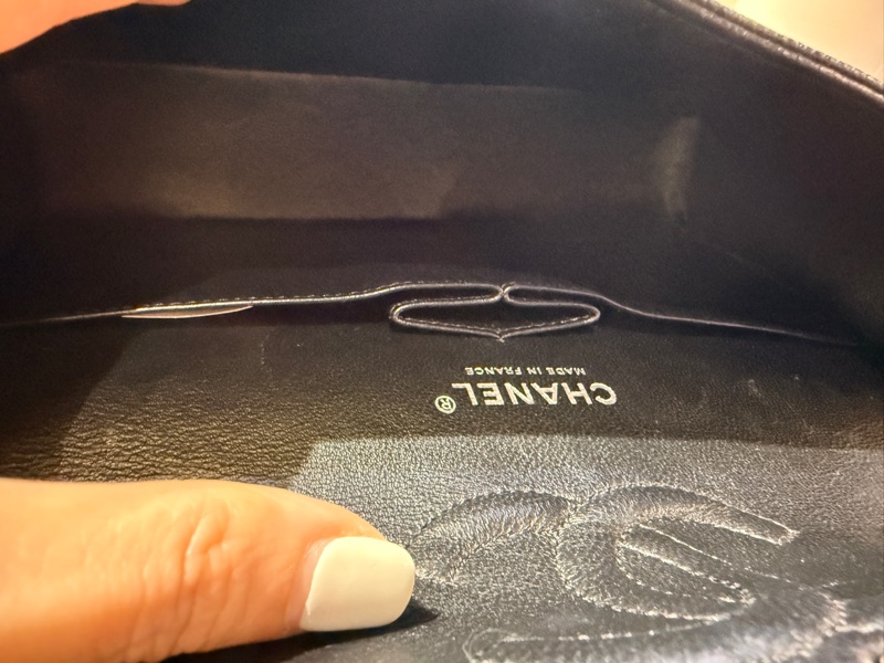 超少見黑色內裡🖤9新以上✨37萬閒置美品coco25🖤Chanel香奈兒CF25經典11.12口蓋包 黑銀荔枝牛皮 12-2