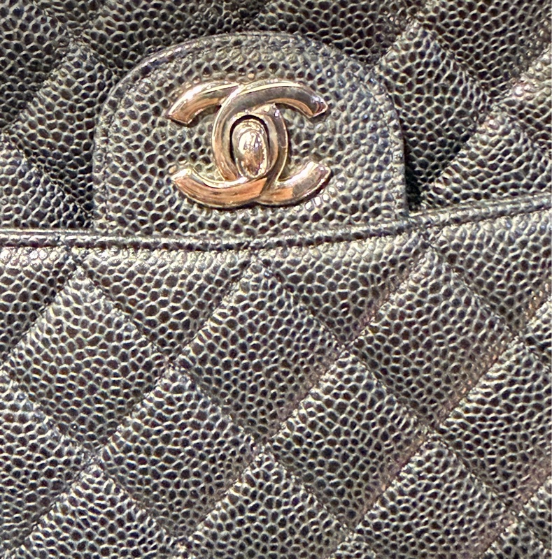 超少見黑色內裡🖤9新以上✨37萬閒置美品coco25🖤Chanel香奈兒CF25經典11.12口蓋包 黑銀荔枝牛皮 12-18