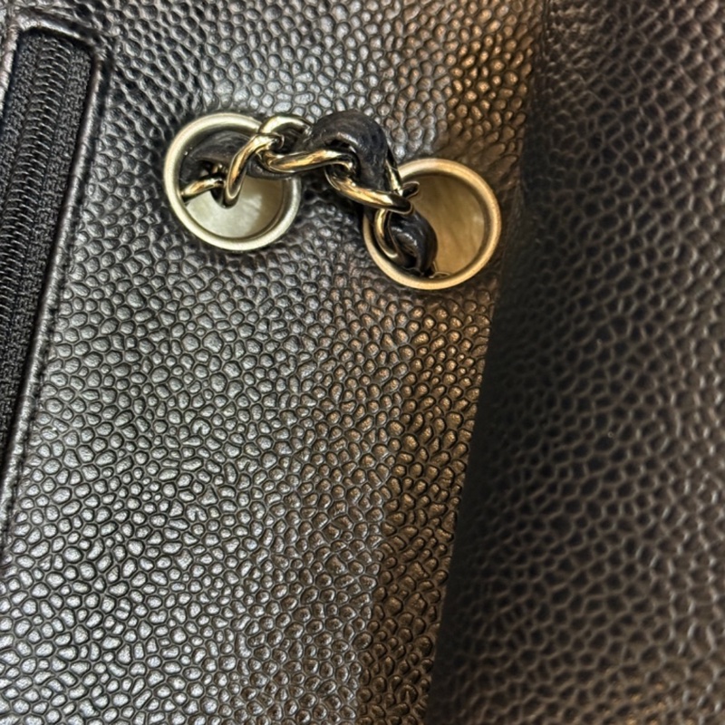 超少見黑色內裡🖤9新以上✨37萬閒置美品coco25🖤Chanel香奈兒CF25經典11.12口蓋包 黑銀荔枝牛皮 12-22