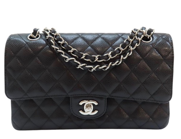 狀態不錯✨37萬閒置美品coco25🖤Chanel CF25經典11.12口蓋包 黑銀荔枝牛皮-9