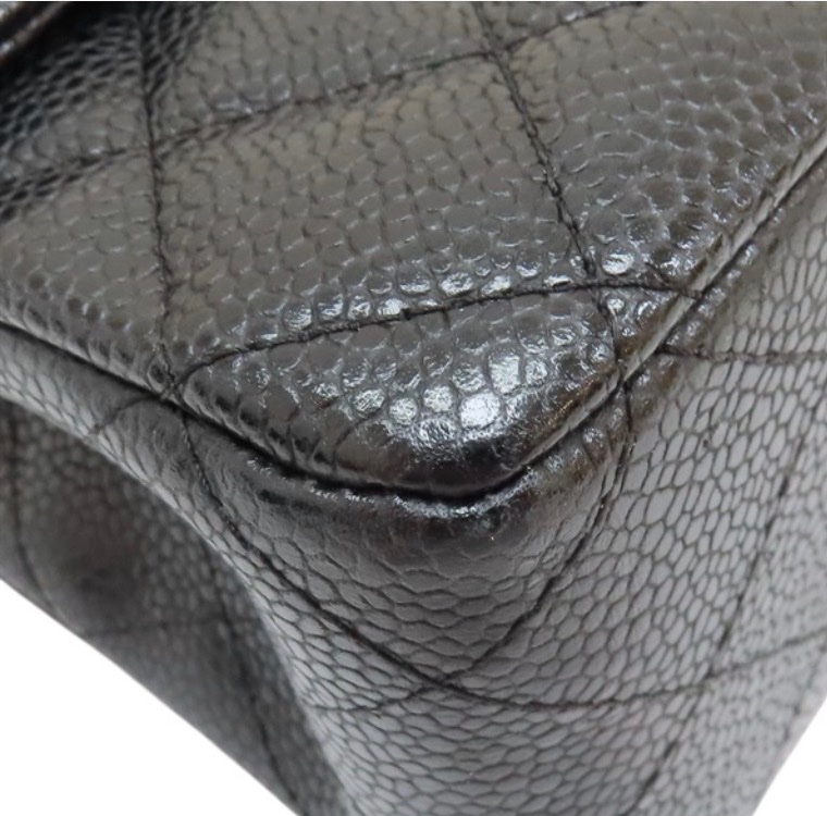 狀態不錯✨37萬閒置美品coco25🖤Chanel CF25經典11.12口蓋包 黑銀荔枝牛皮-14