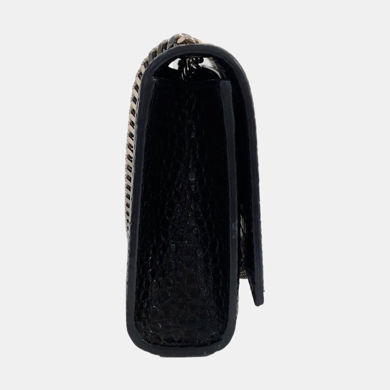 YSL KATE小號黑色牛皮流蘇壓紋單肩包斜挎包銀色五金-3