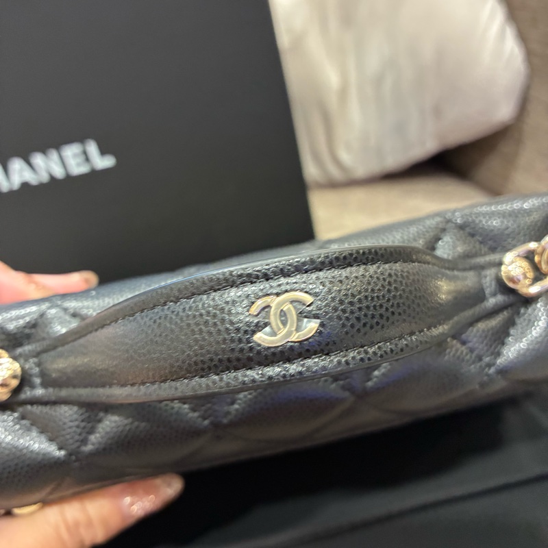 誰在找🧐熱騰騰🔥香奈兒Chanel 大小c logo 黑色荔枝皮 淡金lp飯盒包🇹🇼12🈷️票-2