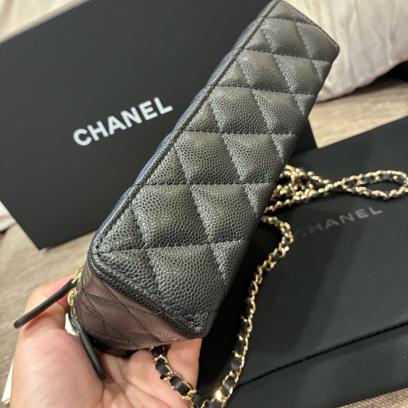 誰在找🧐熱騰騰🔥香奈兒Chanel 大小c logo 黑色荔枝皮 淡金lp飯盒包🇹🇼12🈷️票-5