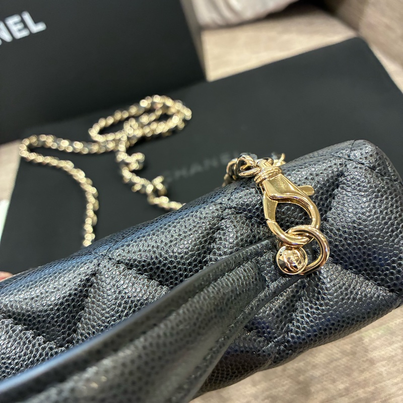 誰在找🧐熱騰騰🔥香奈兒Chanel 大小c logo 黑色荔枝皮 淡金lp飯盒包🇹🇼12🈷️票-7