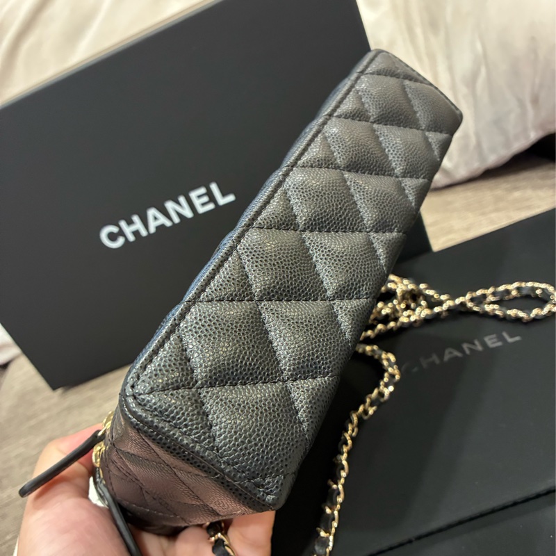 誰在找🧐熱騰騰🔥香奈兒Chanel 大小c logo 黑色荔枝皮 淡金lp飯盒包🇹🇼12🈷️票-11