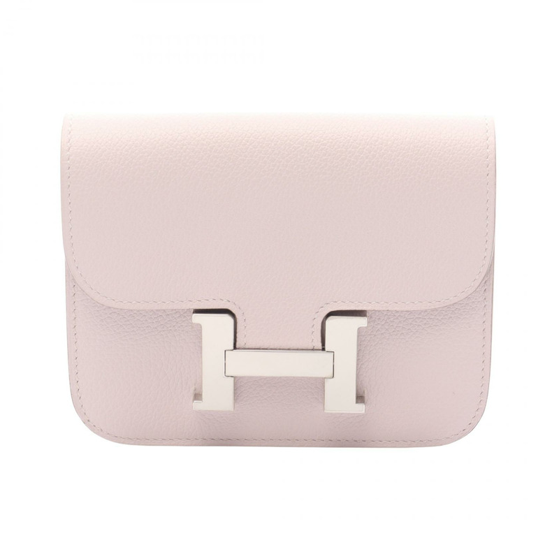 愛馬仕 Constance Slim 雙折皮夾 B Evercolor 粉紅皮革 SHW 二手-0