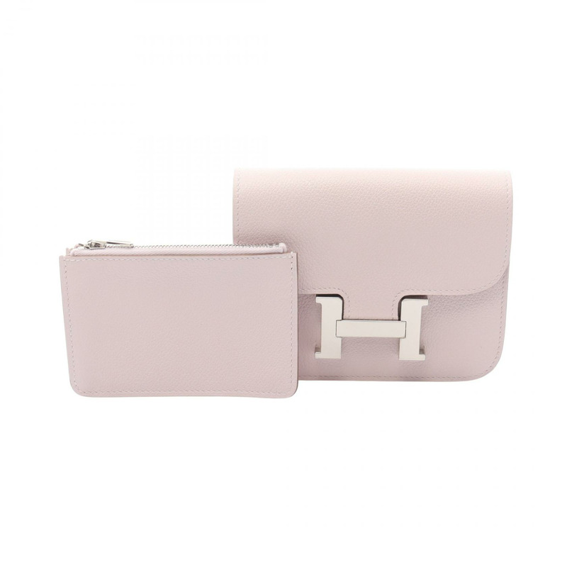 愛馬仕 Constance Slim 雙折皮夾 B Evercolor 粉紅皮革 SHW 二手-5