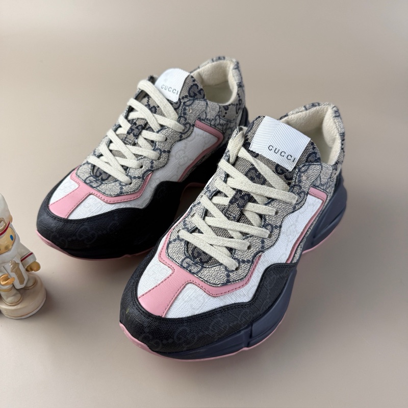 GUCCI/古馳 黑粉滿印雙G老爹鞋 35碼 99新 品相完美 YLP4248-0